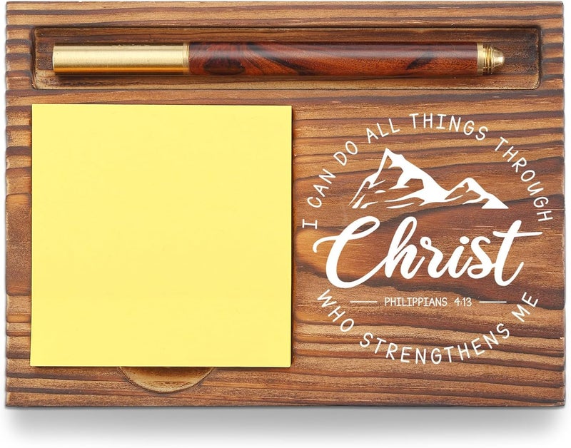 YODOCAMP Christian Desk Organizer, Bible Verse Sticky Note Holder, Philippians 4:13 I Can Do All Things Through Christ, Religious Gifts for Christians, Pastors, Church Leaders, Believers TZP101 - Image 1
